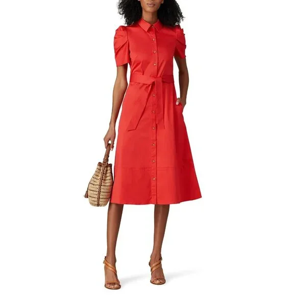 Shoshanna Red Button-Down Dress - Picture 1 of 8